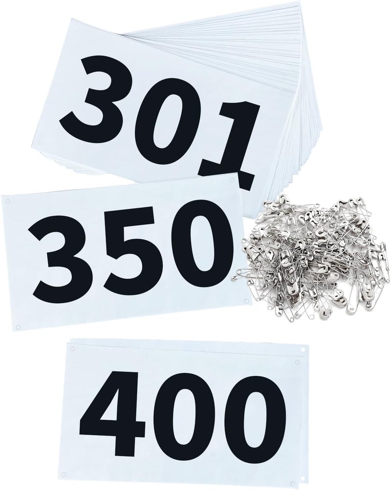 UISKOOPW Tyvek Race Bibs Running Numbers with Safety Pins, Audition Numbers|Tryout Numbers 1-500 for Marathon Runners Events Sports Games - Image 1